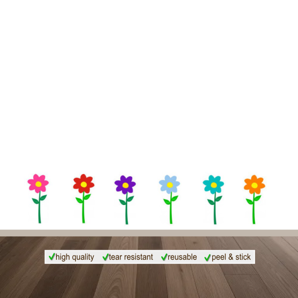 Assorted Flowers Wall Decal 6pc Set
