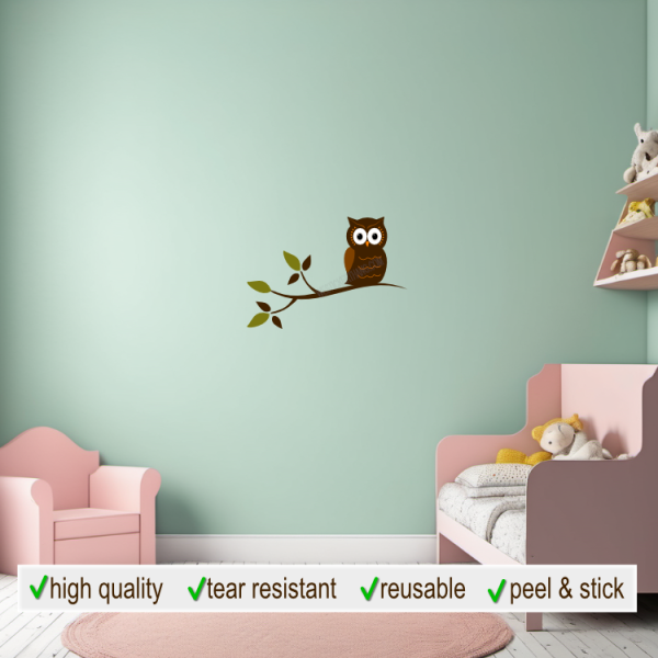 Fancy Owl on Tree Branch Wall Decal