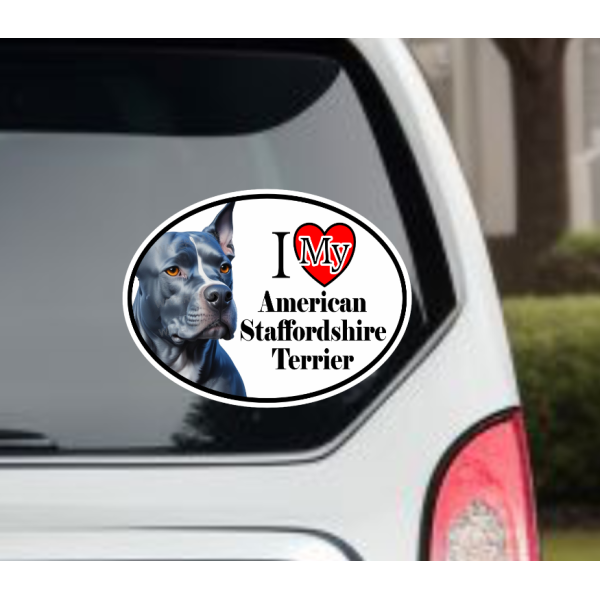 American Staffordshire Terrier Dog Blue Car Window Decal Sticker