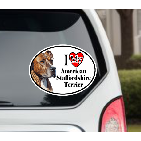 American Staffordshire Terrier Brindle Dog Car Window Decal Sticker