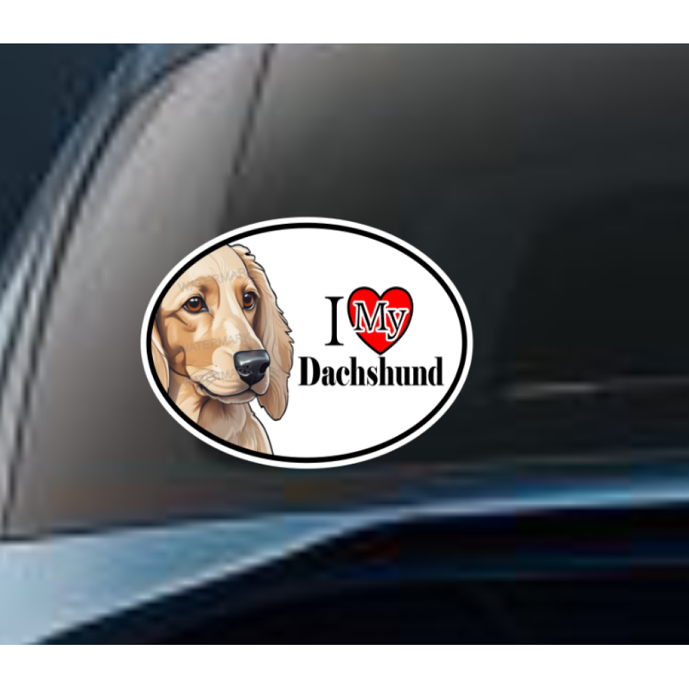 Dachshund Longhaired Cream  Dog Car Window Decal Sticker