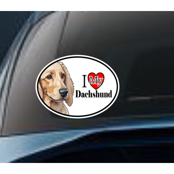 Dachshund Longhaired Cream  Dog Car Window Decal Sticker