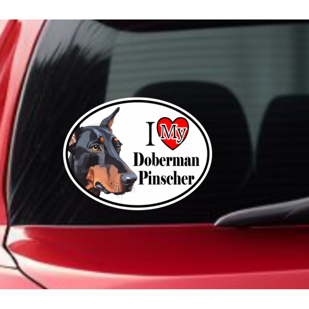 Doberman Dog Car Window Decal Sticker - Black