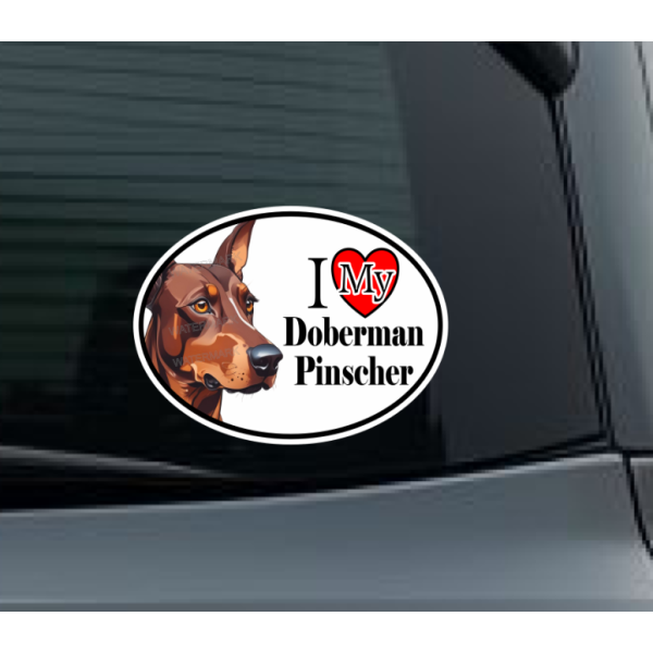 Doberman Dog Car Window Decal Sticker - Brown