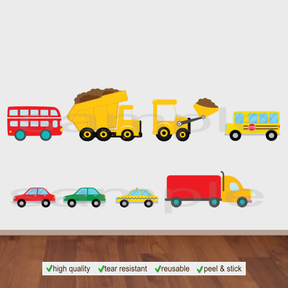 Bus Trucks and Dump Truck Wall Decal Stickers